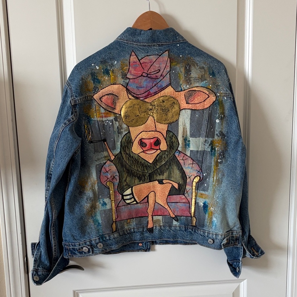 Hand painted denim jeans jacket